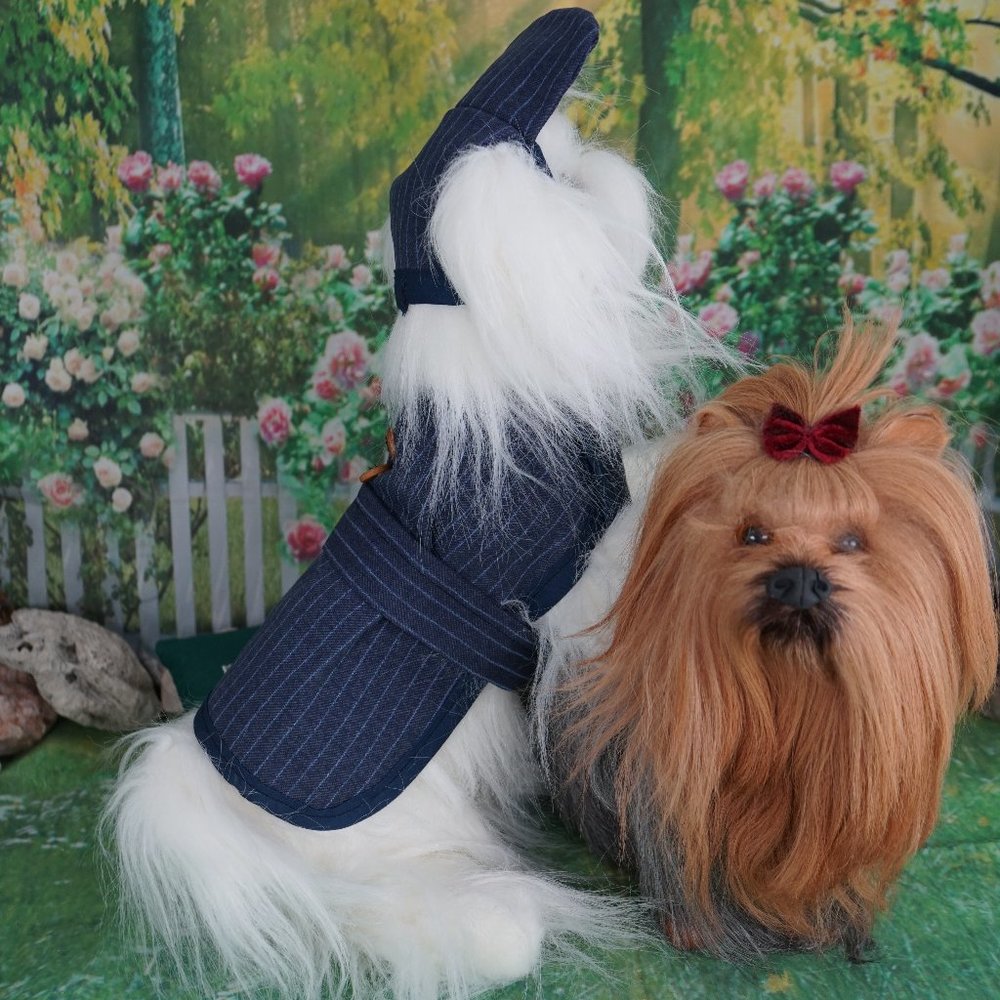 Handmade Pin Stripe Puppy/Dog Coat with Cap Xsmall Item #DC00013